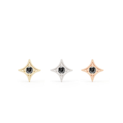 14K Gold Black Diamond Starburst Threadless End