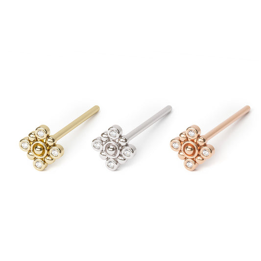 Solid Gold Diamond Square Nose Pin