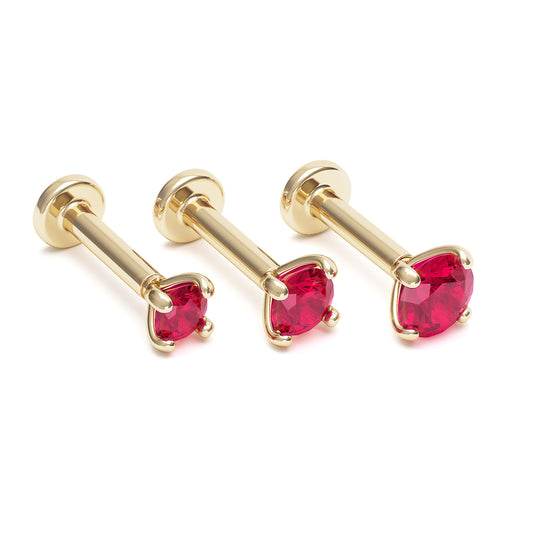 14K Gold Ruby Stud