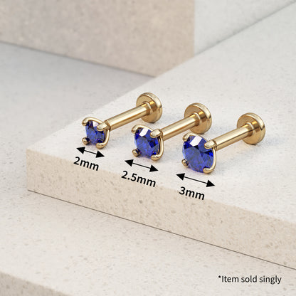 14K Gold Sapphire Stud