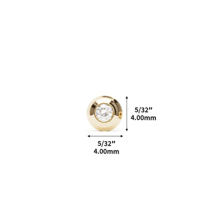 14K Gold 2mm Diamond Solitaire Threadless End