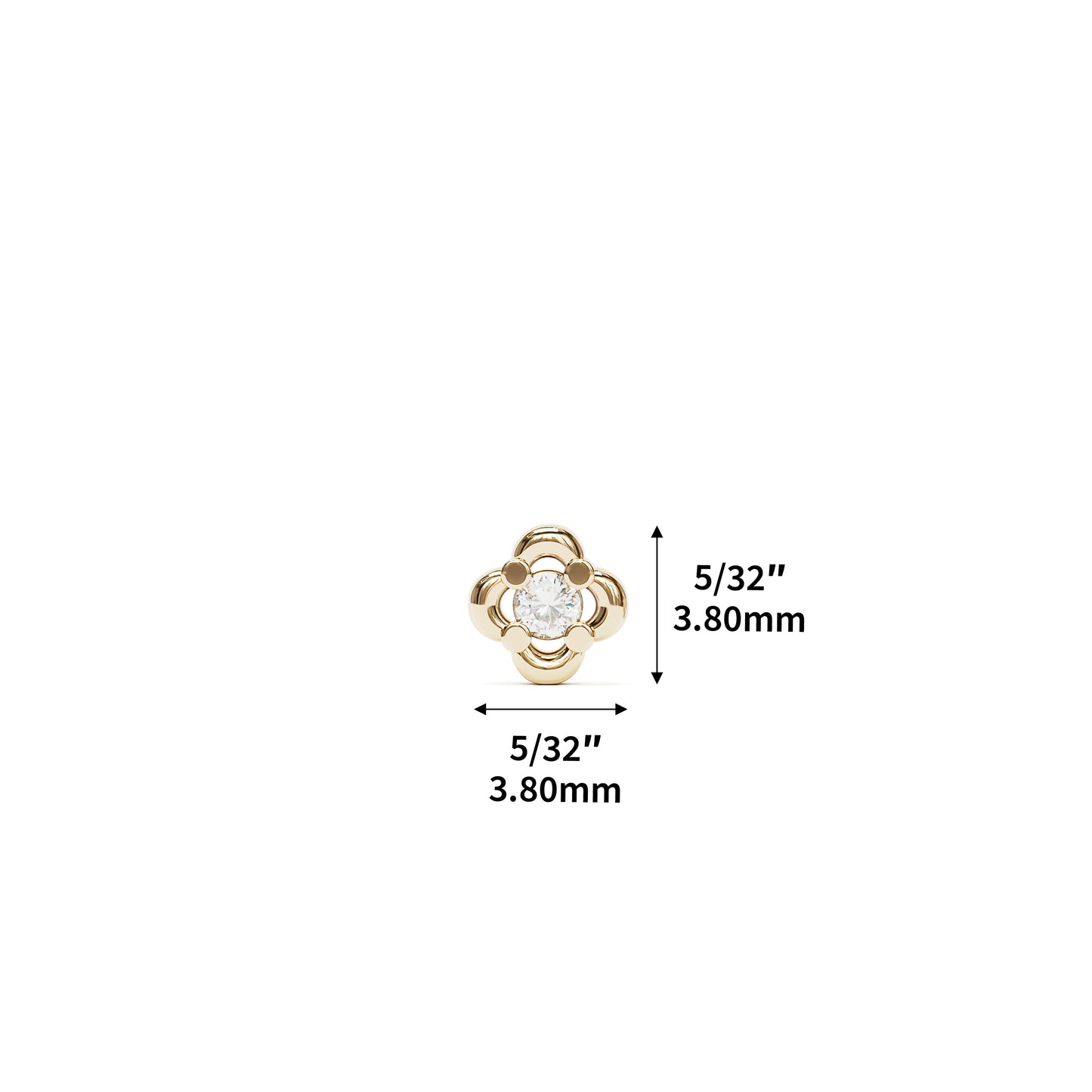 14K Gold Diamond Floral Threadless End