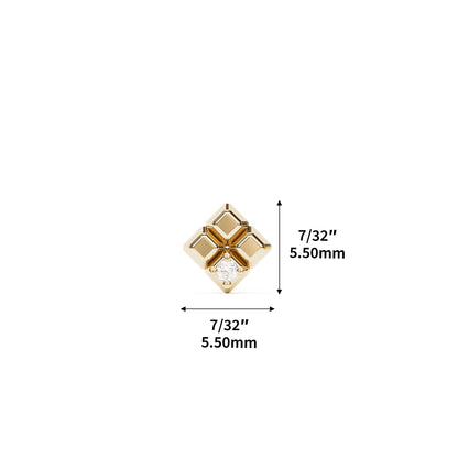 14K Gold Diamond Unique Square Threadless End