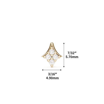 14K Gold Diamond Rhombus Threadless End