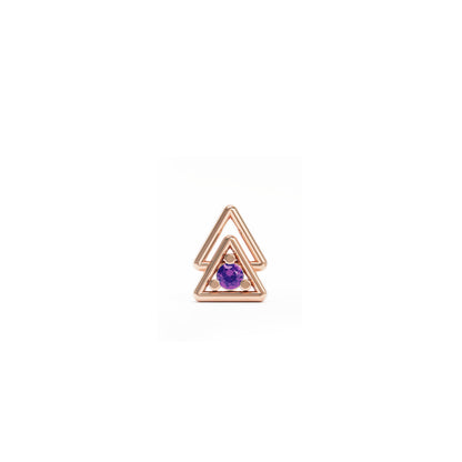 14K Gold Amethyst Double Triangle Threadless End