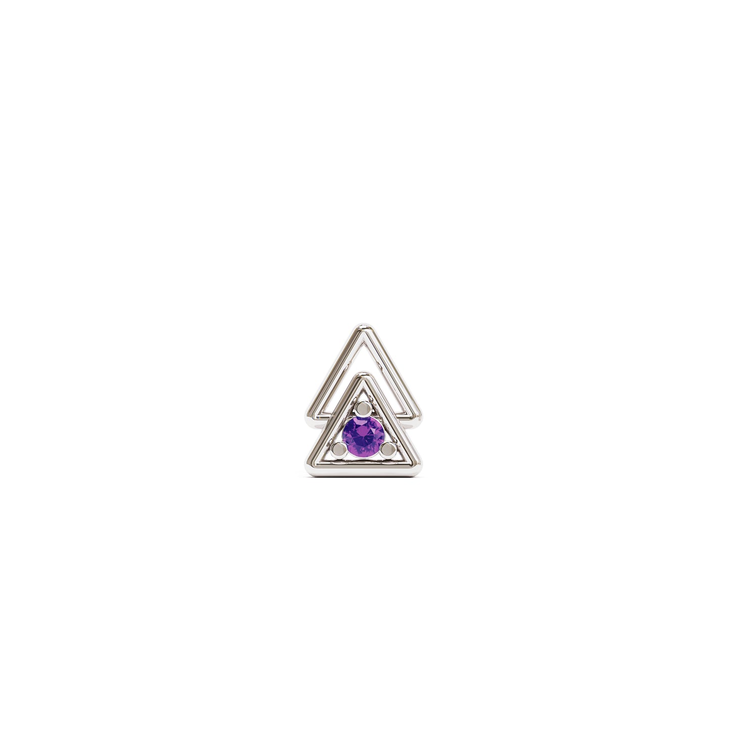 14K Gold Amethyst Double Triangle Threadless End
