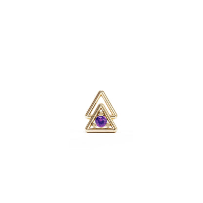 14K Gold Amethyst Double Triangle Threadless End