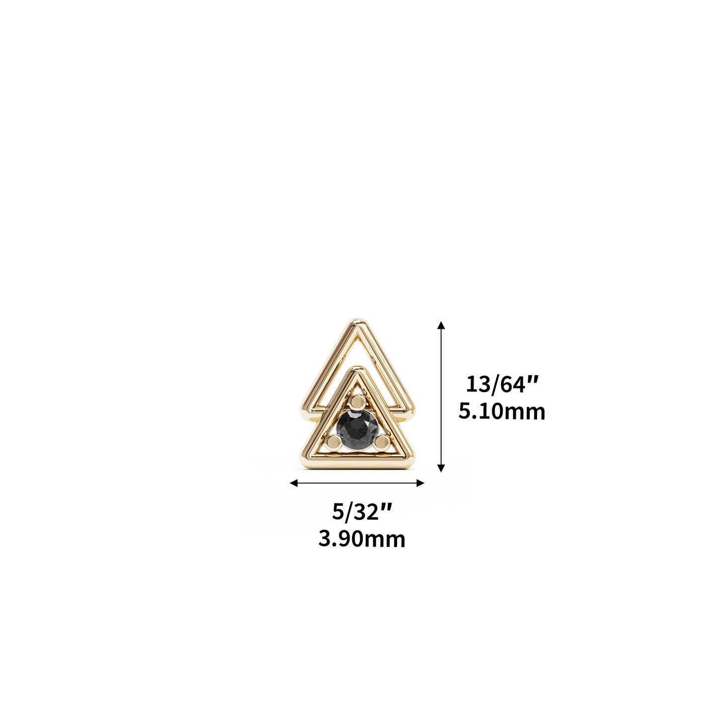 14K Gold Black Diamond Double Triangle Threadless End