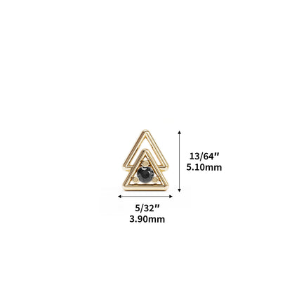 14K Gold Black Diamond Double Triangle Threadless End