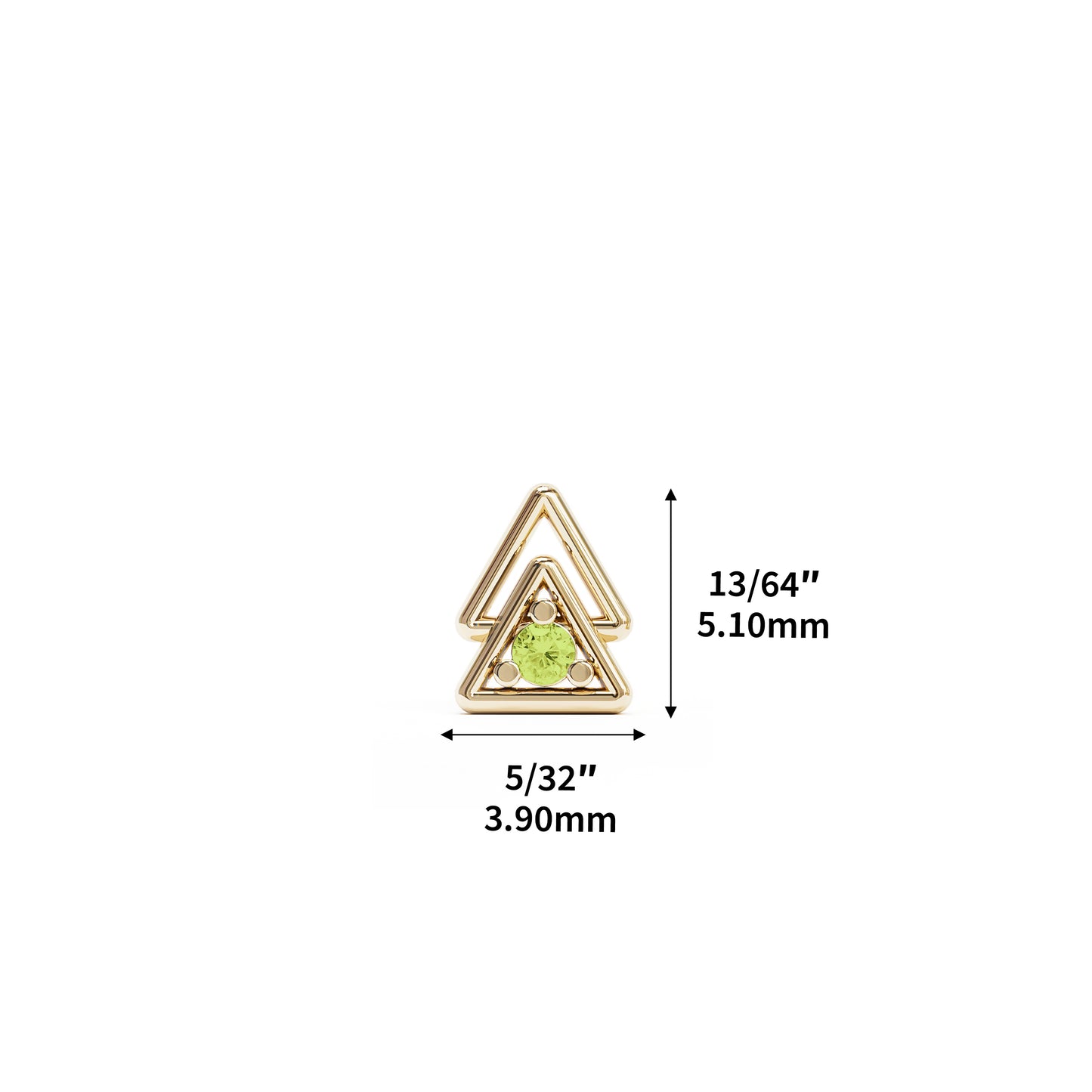 14K Gold Peridot Double Triangle Threadless End