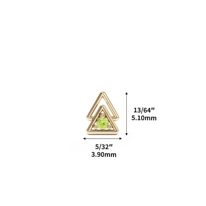 14K Gold Peridot Double Triangle Threadless End