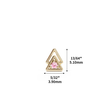 14K Gold Pink Tourmaline Double Triangle Threadless End