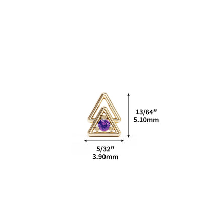 14K Gold Amethyst Double Triangle Threadless End