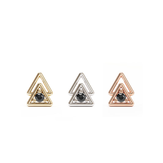 14K Gold Black Diamond Double Triangle Threadless End
