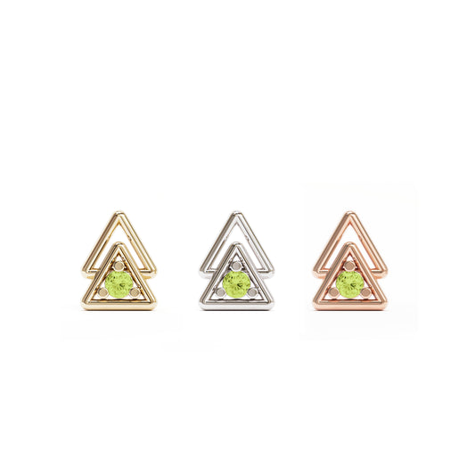 14K Gold Peridot Double Triangle Threadless End