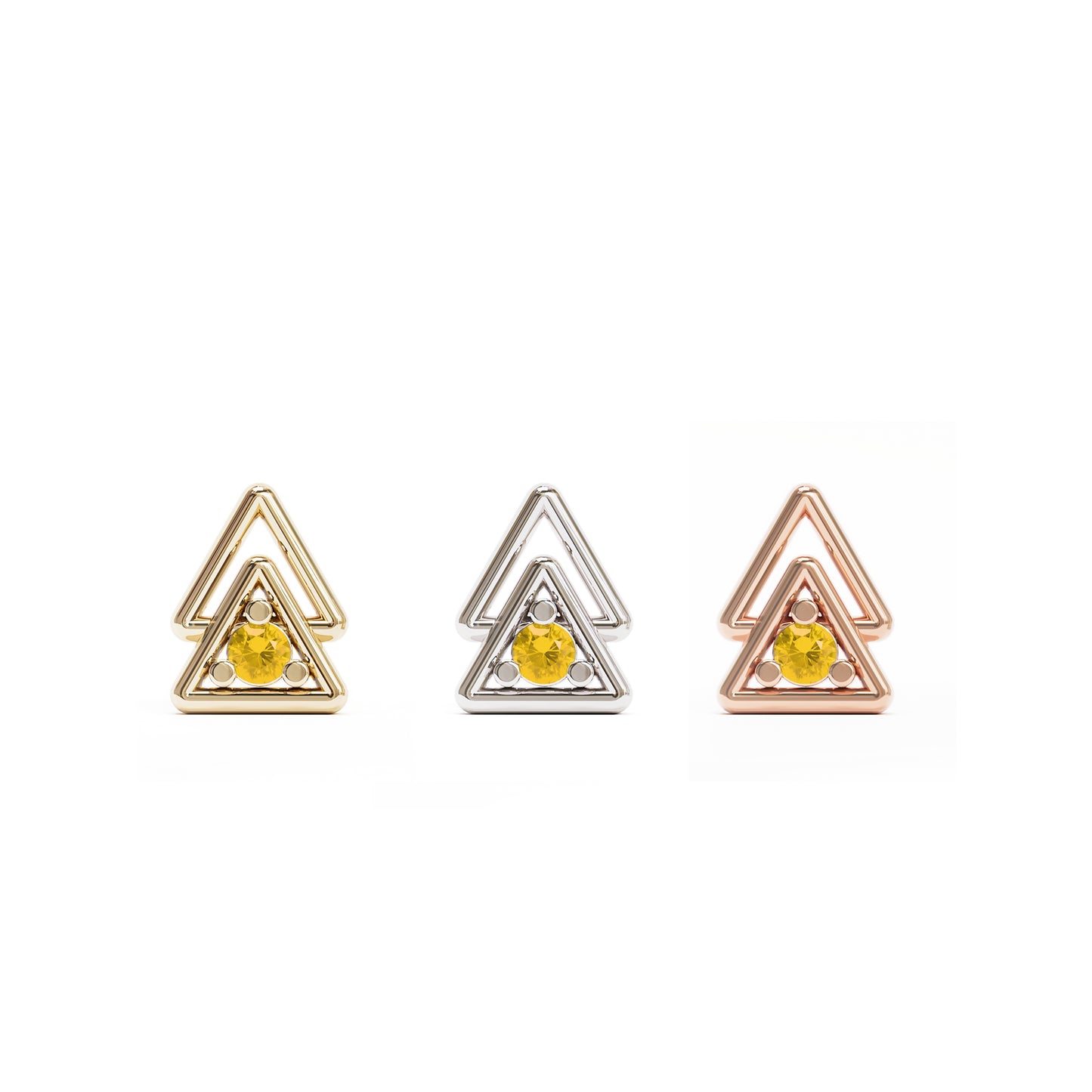14K Gold Citrine Double Triangle Threadless End