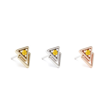 14K Gold Citrine Double Triangle Threadless End