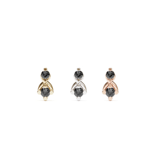 14K Gold Elegant Black Diamond Threadless End