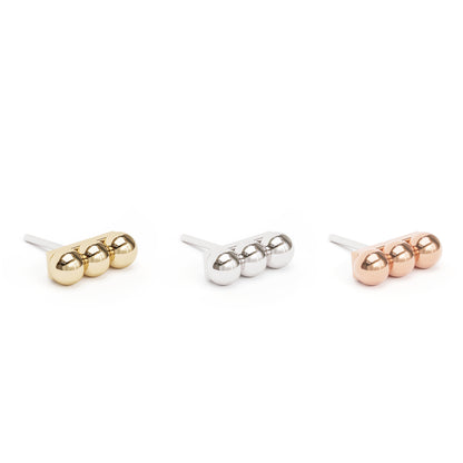 14K Gold Trio Beaded Threadless End