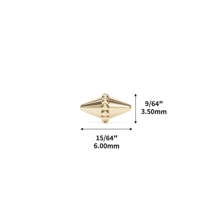 14K Gold Beaded Spike Threadless End