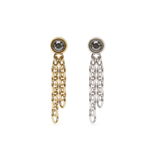 14K Gold Black Diamond Chain Dangle Threadless End