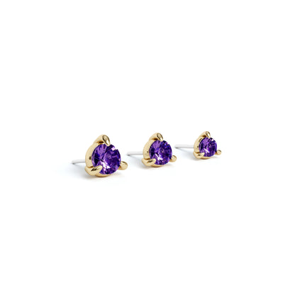14K Gold 3-Prong Amethyst Threadless End