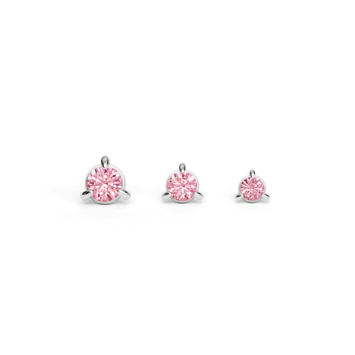 14K Gold 3-Prong Pink Tourmaline Threadless End