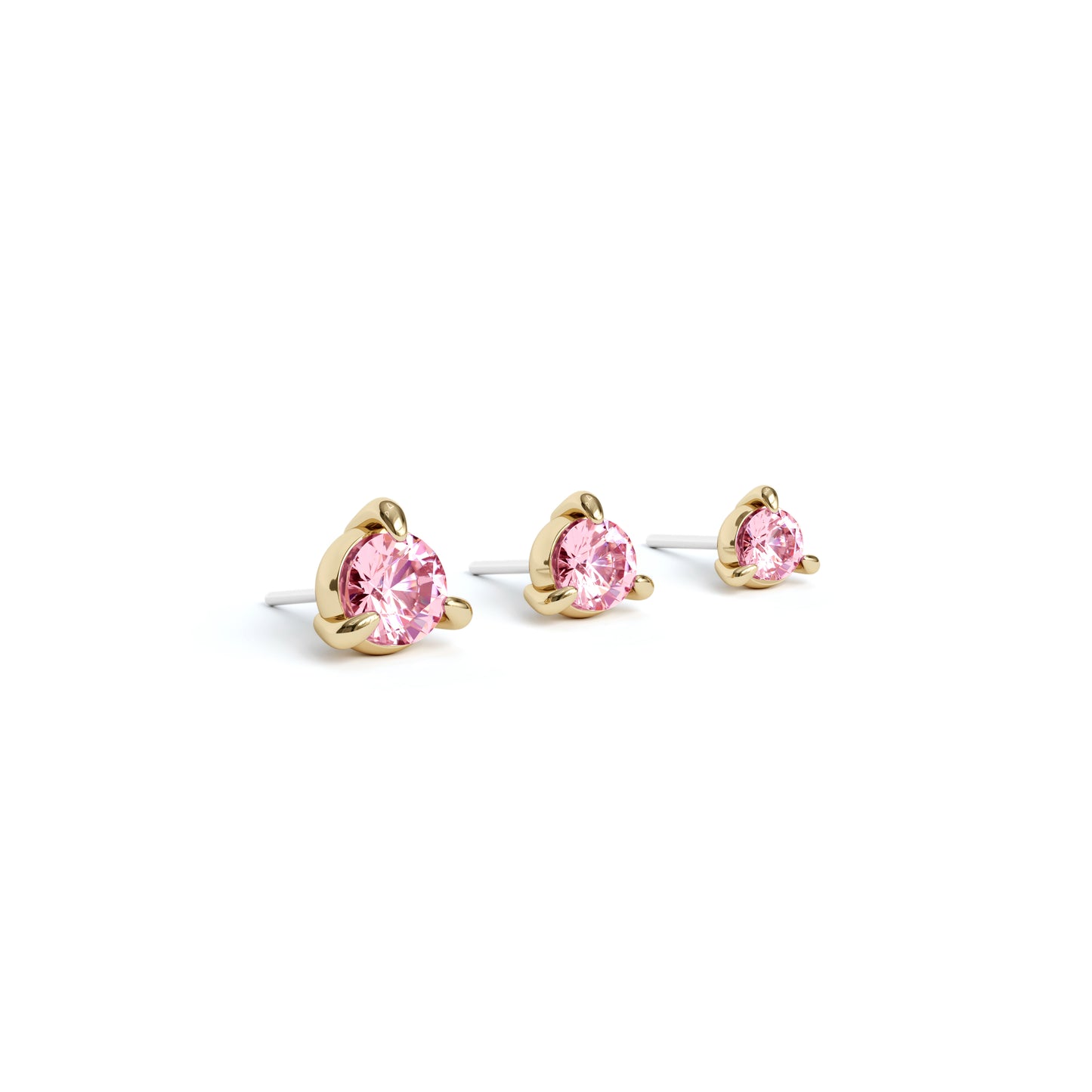 14K Gold 3-Prong Pink Tourmaline Threadless End
