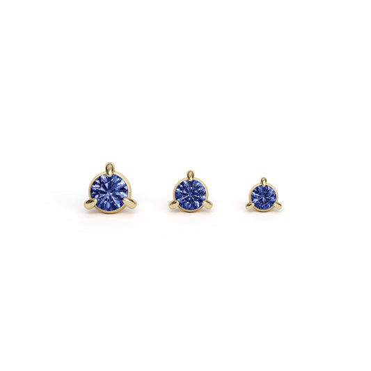 14K Gold 3-Prong Sapphire Threadless End