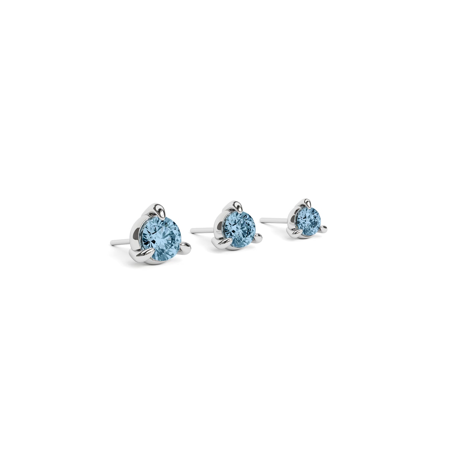 14K Gold 3-Prong Blue Topaz Threadless End
