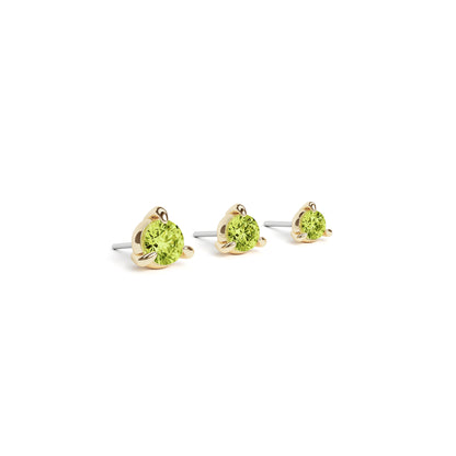 14K Gold 3-Prong Peridot Threadless End