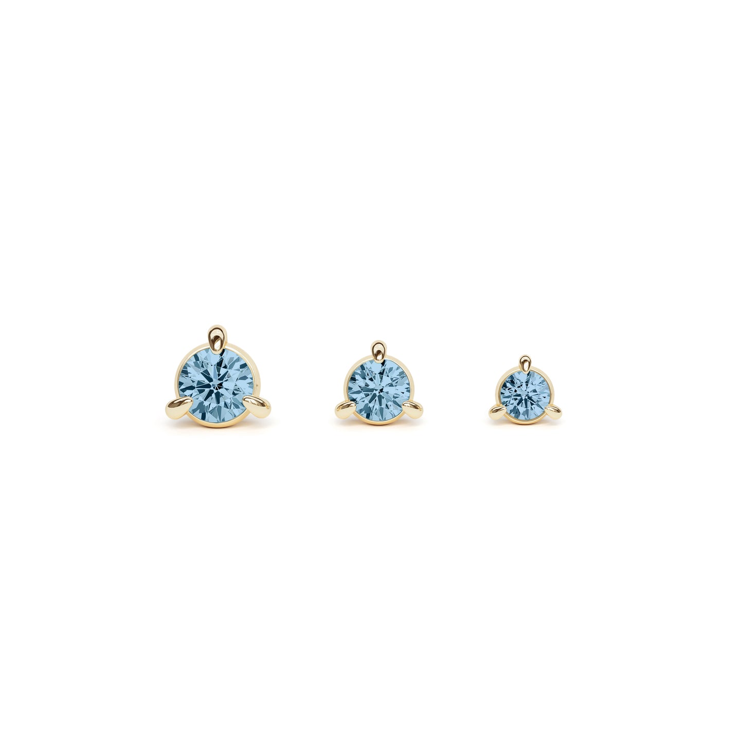 14K Gold 3-Prong Blue Topaz Threadless End