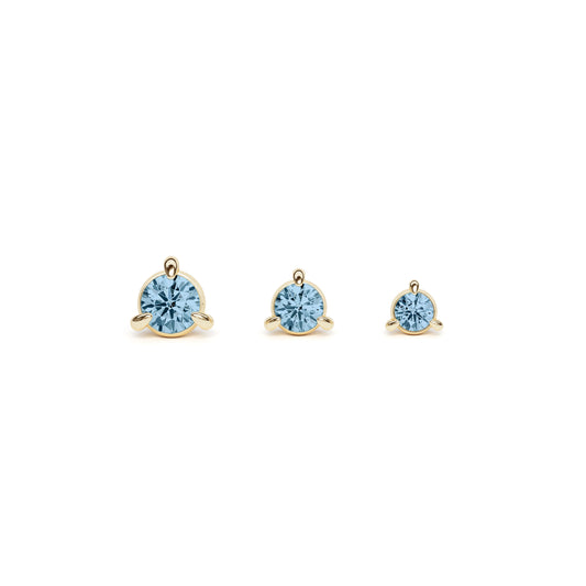 14K Gold 3-Prong Blue Topaz Threadless End
