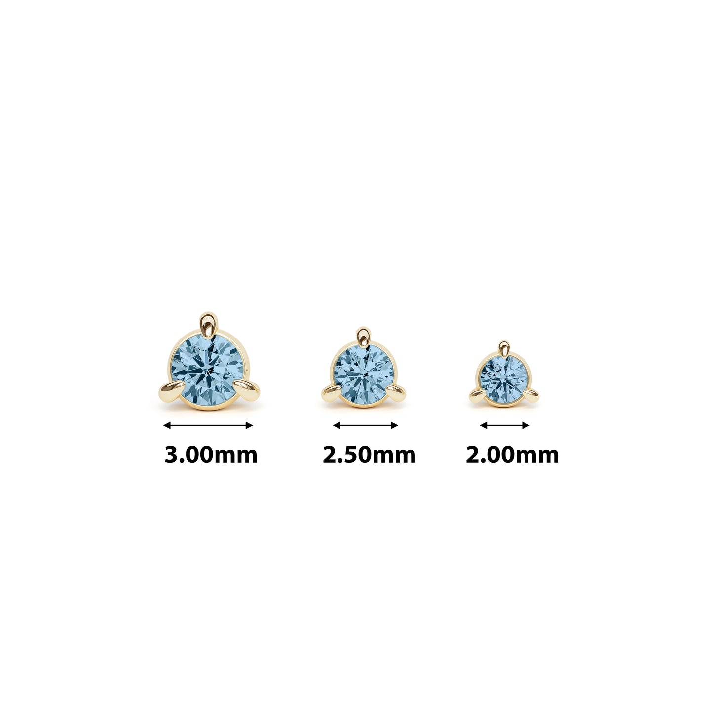 14K Gold 3-Prong Blue Topaz Threadless End