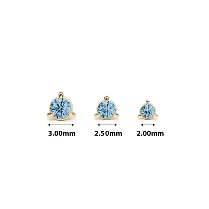 14K Gold 3-Prong Blue Topaz Threadless End