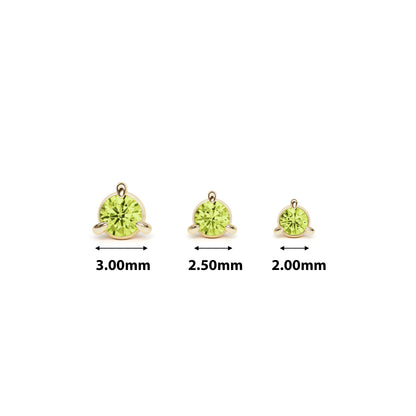 14K Gold 3-Prong Peridot Threadless End