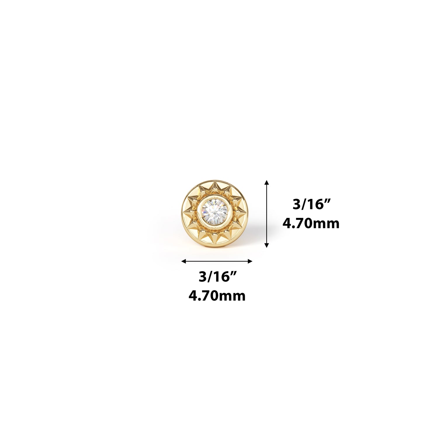 14K Gold Diamond Sunflower Threadless End