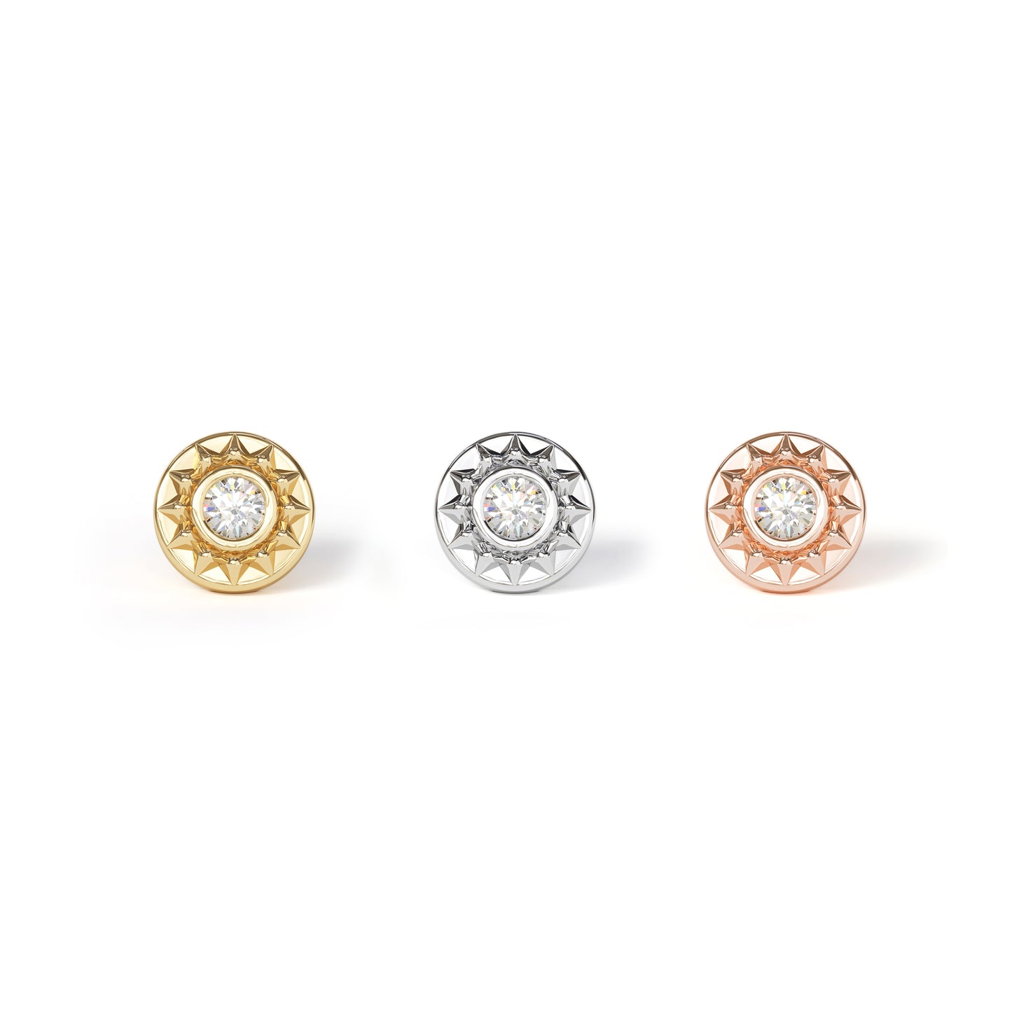 14K Gold Diamond Sunflower Threadless End