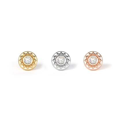 14K Gold Diamond Sunflower Threadless End