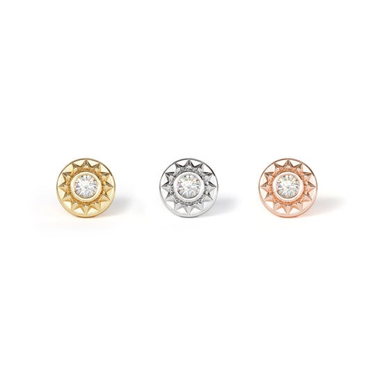 14K Gold Diamond Sunflower Threadless End