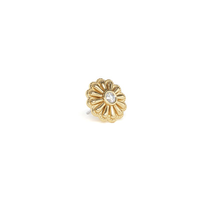 14K Gold Diamond Daisy Flower Threadless End