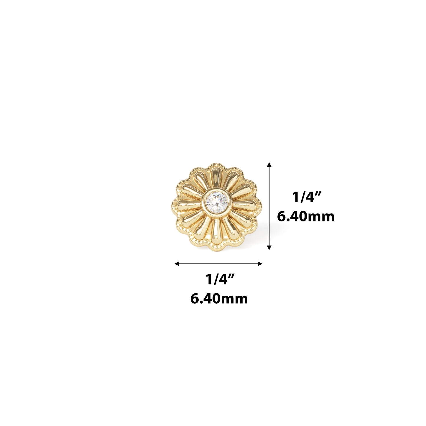 14K Gold Diamond Daisy Flower Threadless End