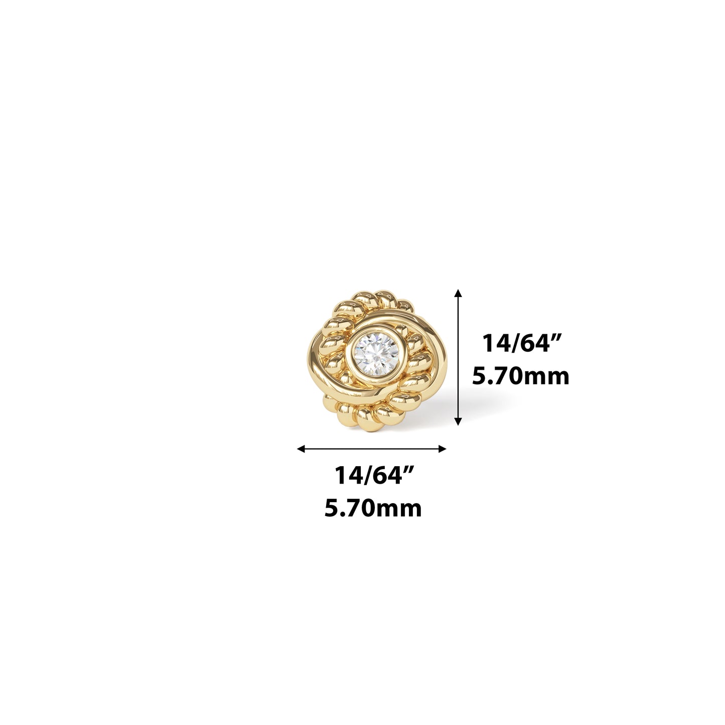 14K Gold Diamond Rope Threadless End