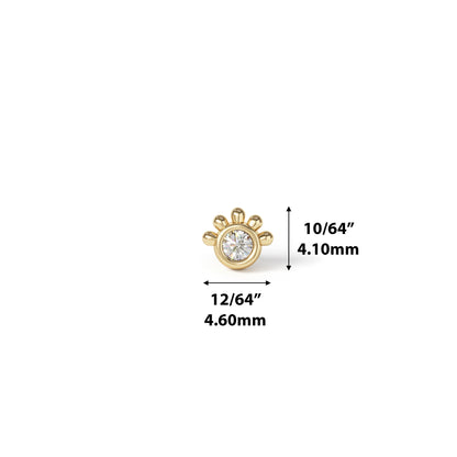 14K Gold Diamond Blossom Threadless End