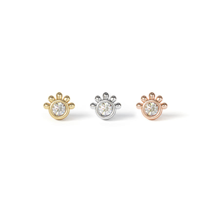 14K Gold Diamond Blossom Threadless End