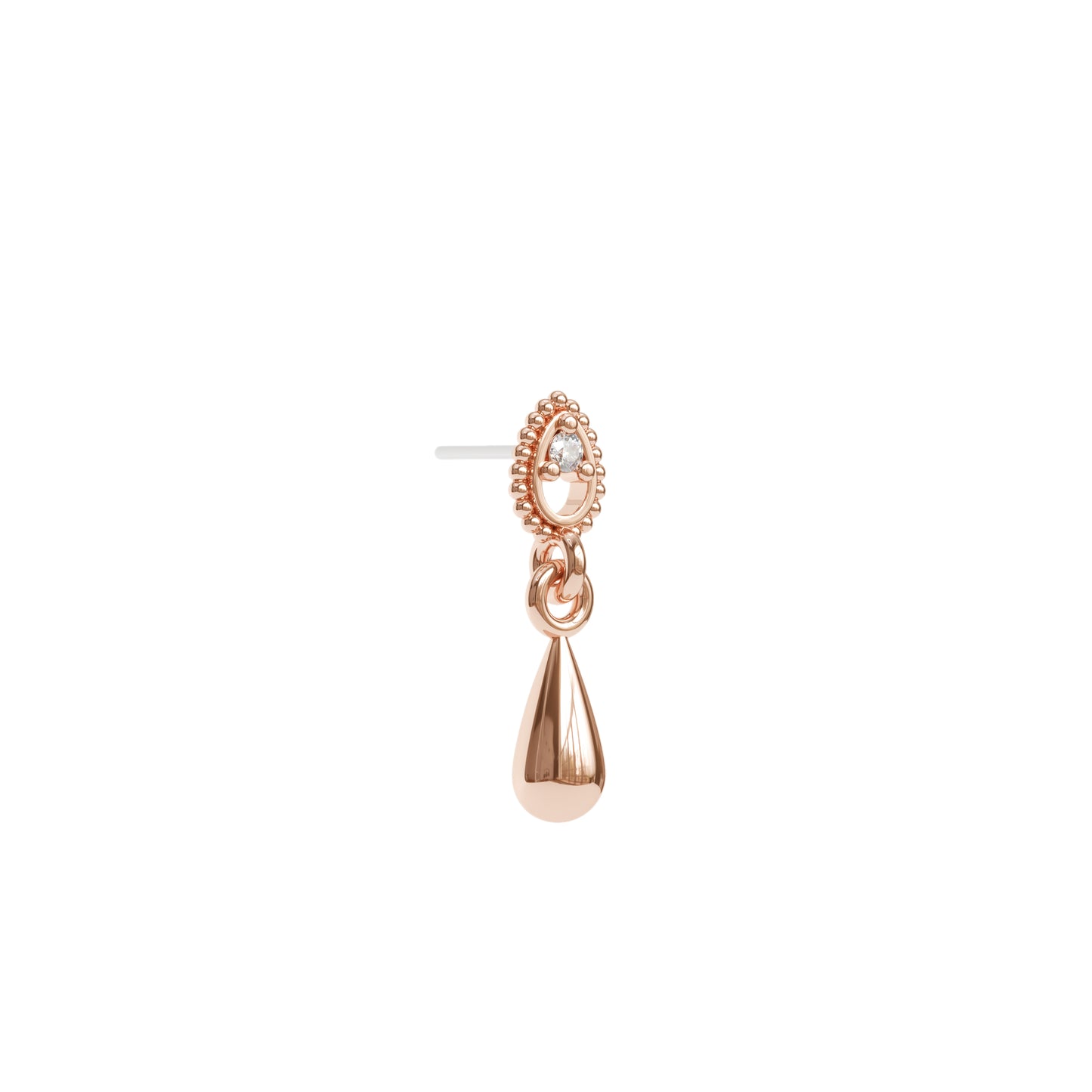 14K Gold Diamond Teardrop Dangle Threadless End