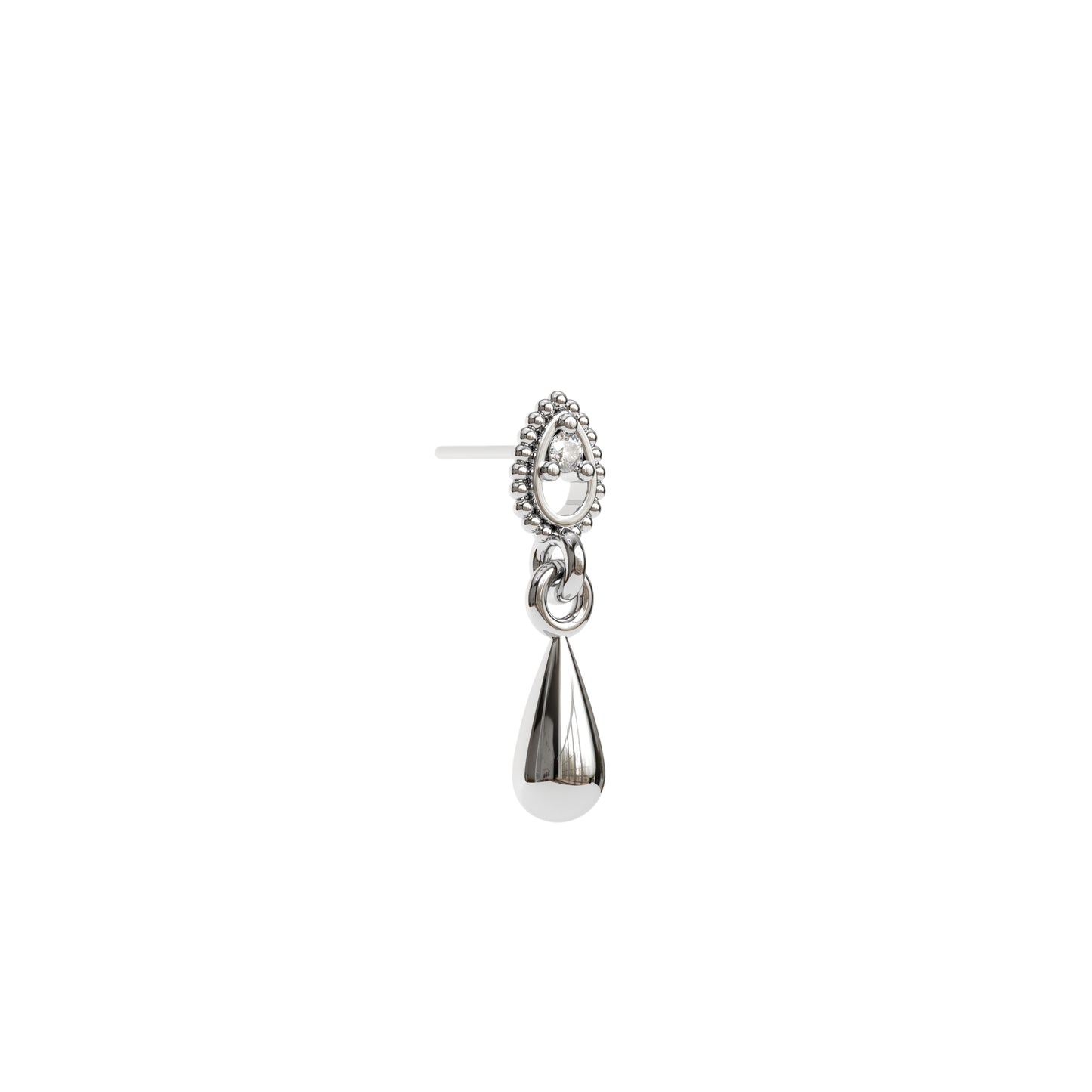 14K Gold Diamond Teardrop Dangle Threadless End