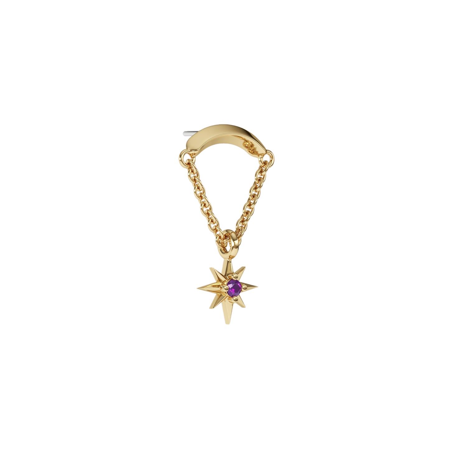 14K Gold Amethyst Starburst Chain Threadless End