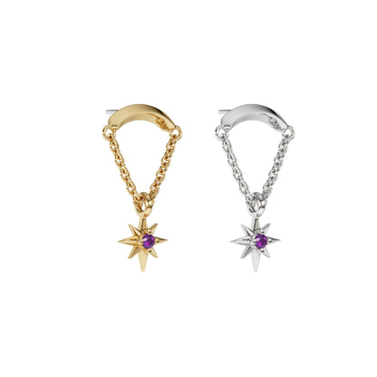 14K Gold Amethyst Starburst Chain Threadless End