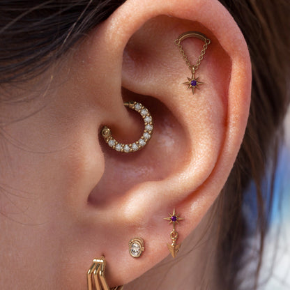 14K Gold Amethyst Starburst Chain Threadless End